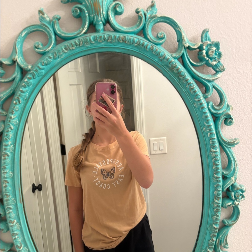 Aeropostale Beige Graphic T-Shirt